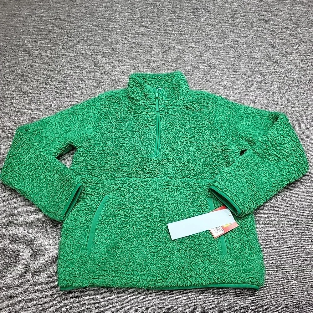 Kids Boys Girls Long Sleeve Sherpa Lounge Pullover Top X-Large Size 14 Green